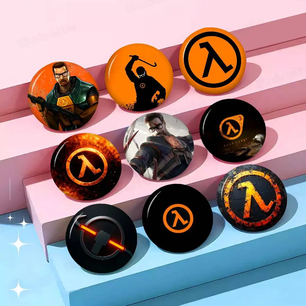 Large Gaming Half-Life Logo 58mm Handmade Brooch Cartoon Cosplay Badge on Backpack Jewelry Accessories Gifts