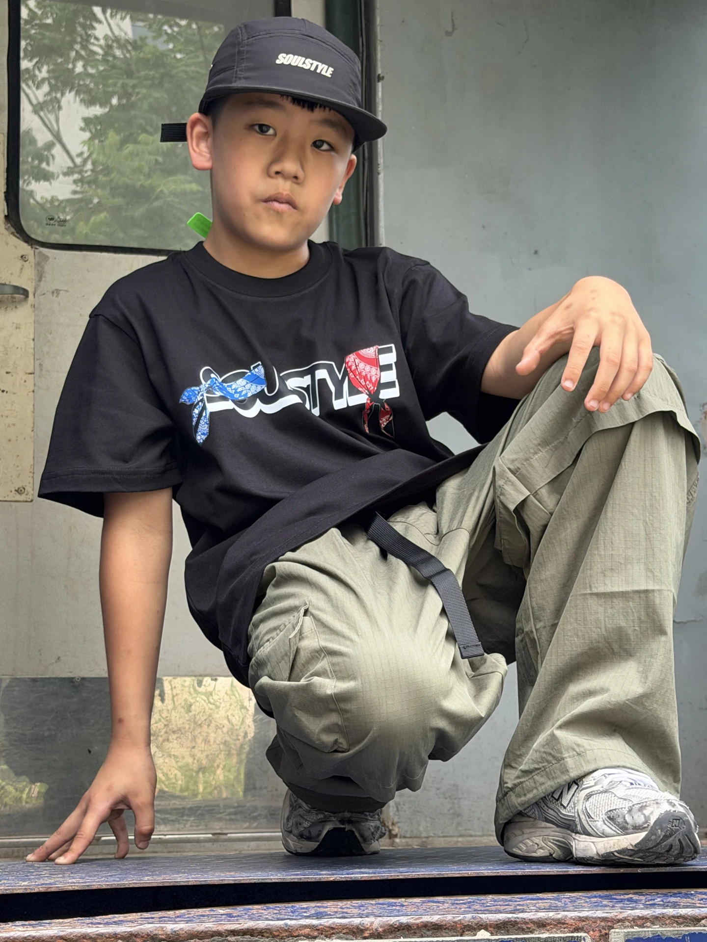 Soulstyle Original Logo Hip Hop Street Dance Loose Short Sleeve T-Shirt Children Adults Small Collar Cotton Wear Resistant