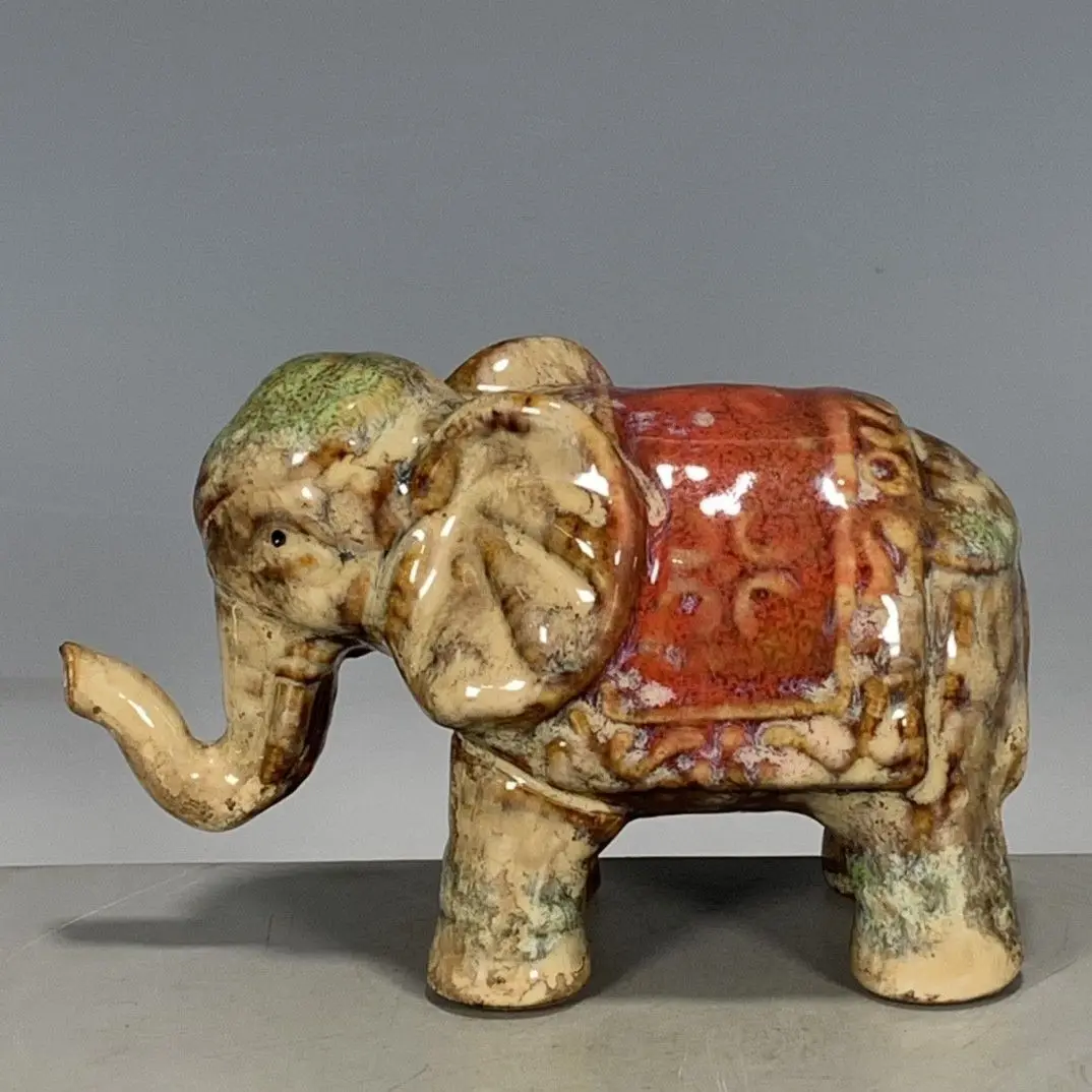 

Antique Chinese Shiwan Kiln Elephant Figurine Old Glaze Ceramic Collectible