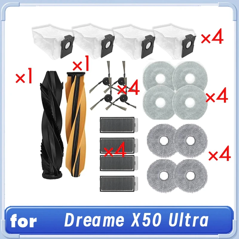 abrw-dreame-x50-ultra-ロボット掃除機用-14点交換部品キット：メインブラシ、サイドブラシ、モップ、フィルター、ダストバッグ