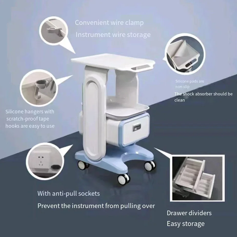 Dental Clinic Cart Medical Cart with Drawer Wheels Laptop Tray and Oral Scanner Cart for Hospital Office