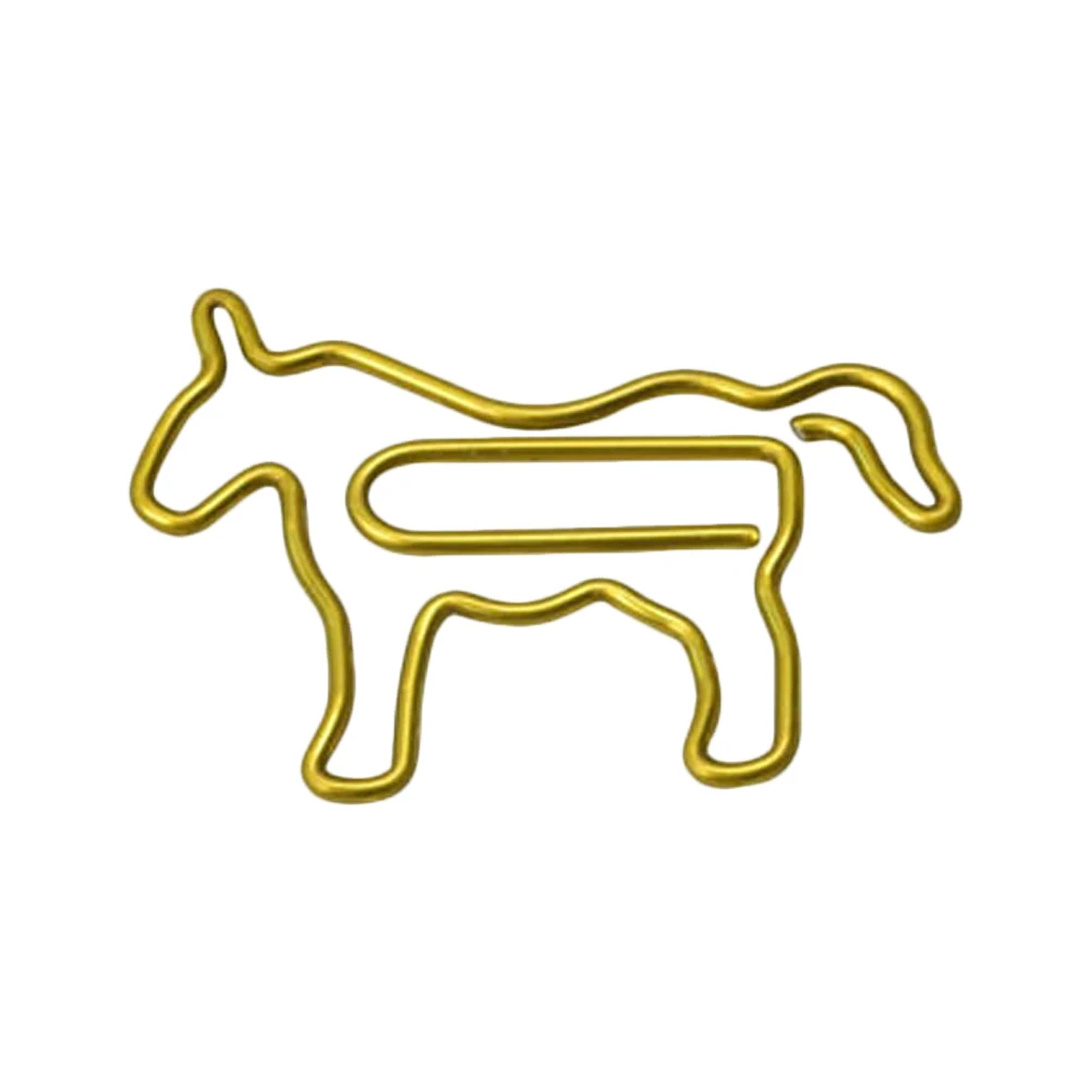 

50pcs Golden Horse Paper Clips Cartoon Design Strong Metal Office Clips Decorative Paper Holders For Money Letter
