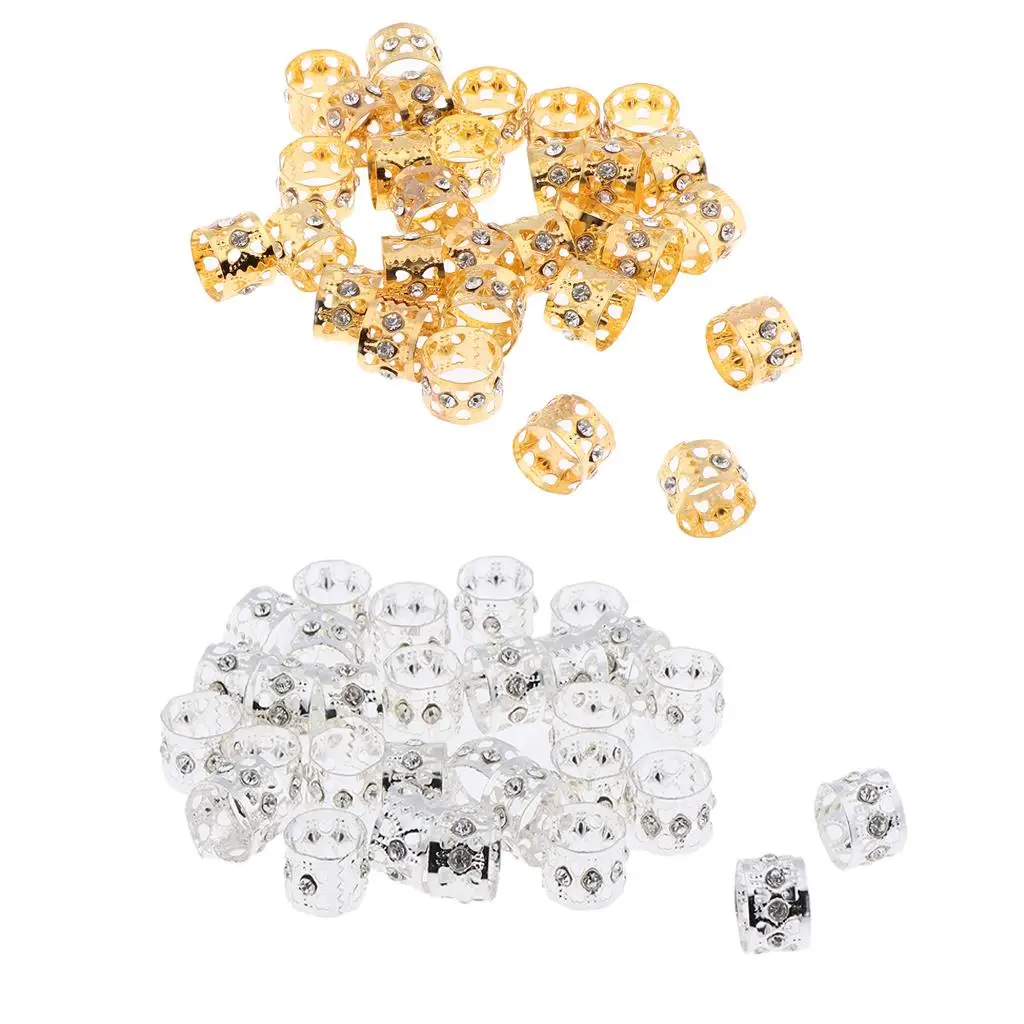 Braids Beads Metal Hair Ring Plating Dreadlock Cuffs Hair Accessories for Creative Hair Design