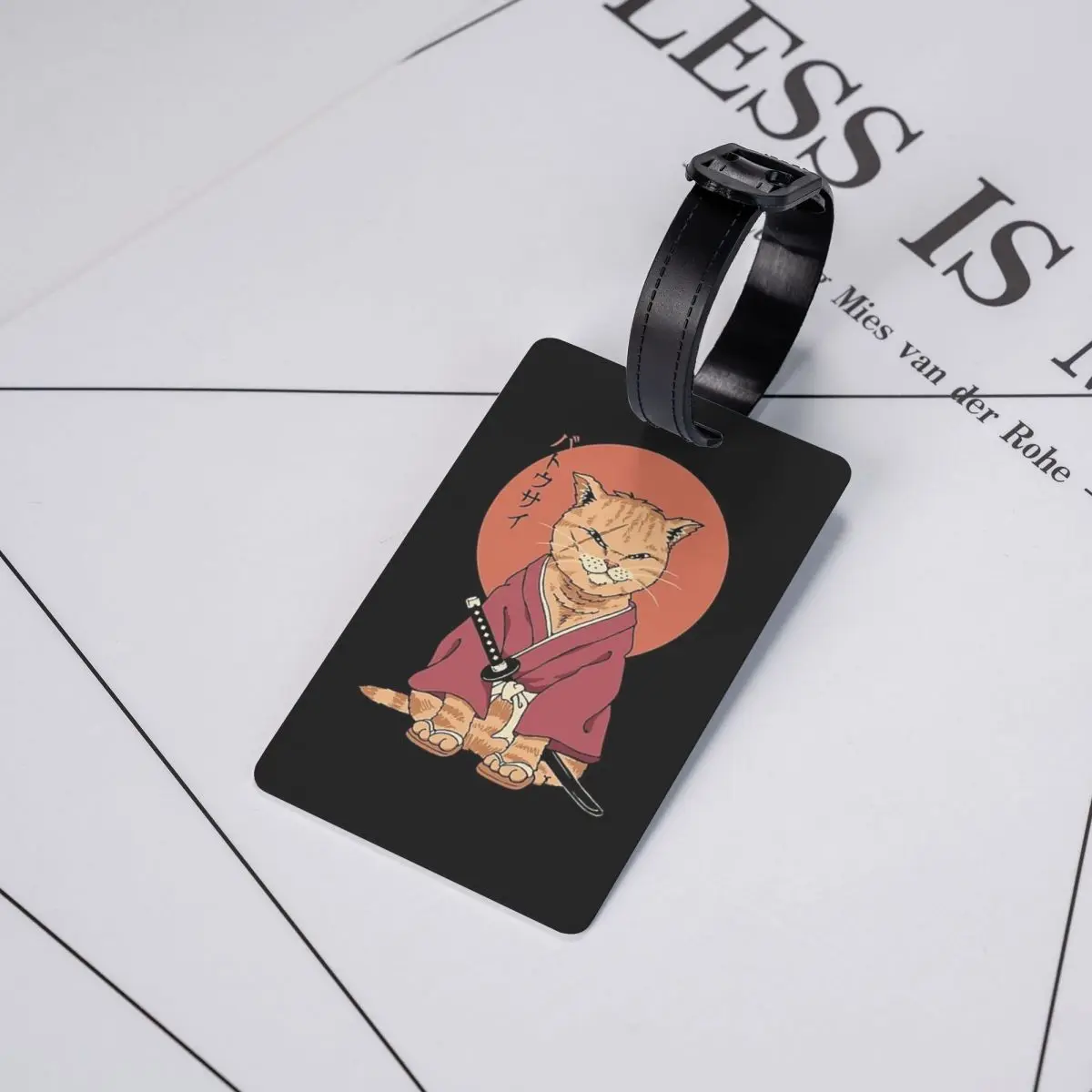 Etiquetas de equipaje retro de Catana Cats con diseño de samurái y yakuza, accesorios para maletas, etiquetas de identificación para equipaje de viaje