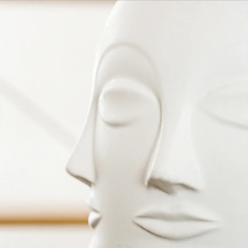 Nordic creative home decoration Face Shape Designs Ceramic Vase Porcelain decoration home corridor vases for flowers White Tools