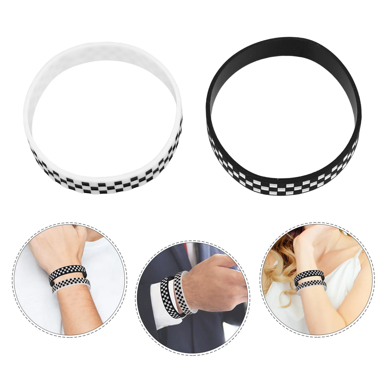 pulseiras-de-silicone-xadrez-preto-e-branco-12-pecas-tema-de-corrida-festa-esportes-concerto-fas-acessorios-para-eventos