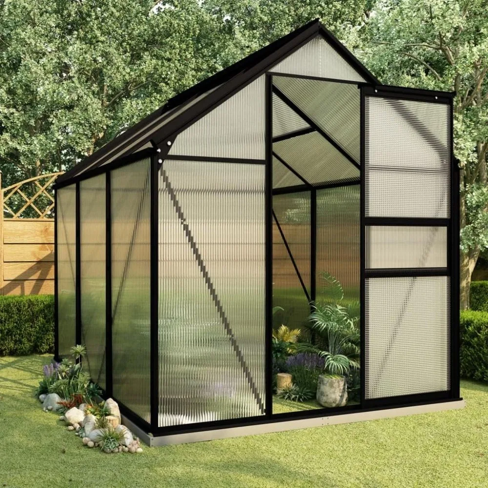 

Walk-in Garden Greenhouse with Base Frame, 74.8"x74.8"x79.5" Outdoor Heavy Duty Greenhouse, Polycarbonate Greenhouses for Plants