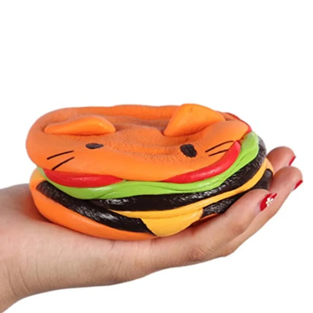 1pc Anti-stress Cat Face Burger Cat Squishy Simulated Bread PU Soft Slow Rising Squeeze Toys Stress Relief Kids Toy Xmas Gift