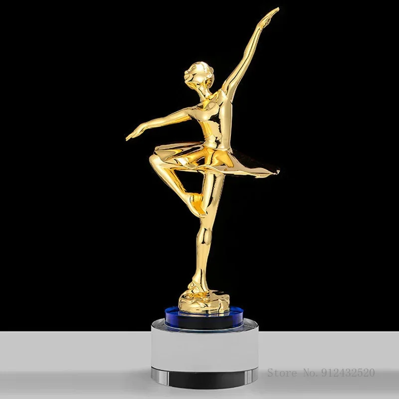 Metal Dance Crystal Trophy, Celebration Ballet, Children's Examination Souvenir, Creative Decor Award, Can Be Engraved, 1Pc