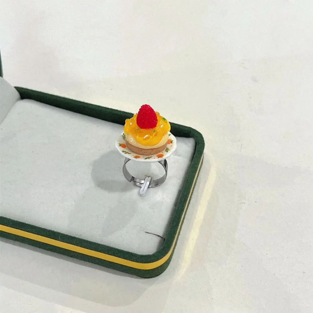 Funny Resin Food Ring Mini Cake Beverage Jewelry Creative Y2K Style Trendy Fashion Accessory Aesthetic Statement Ring