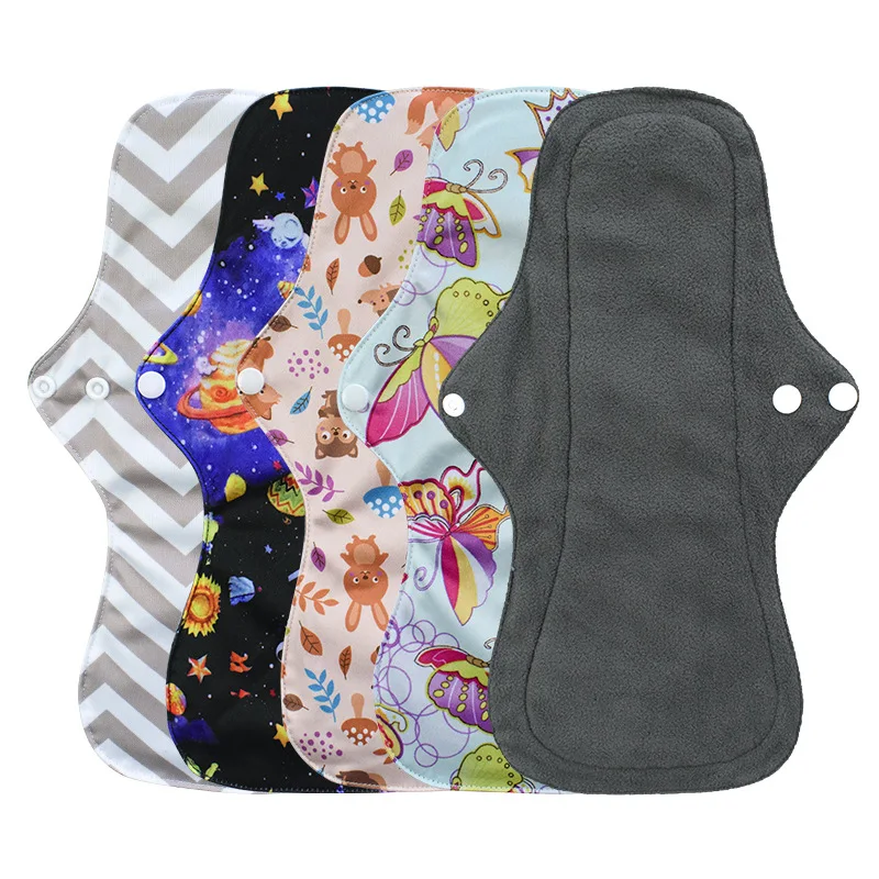 Reusable Sanitary Pad Bamboo Charcoal Cloth Menstrual Pads Cloth Mama Panty Liners 1 Piece (Randomly Prints)