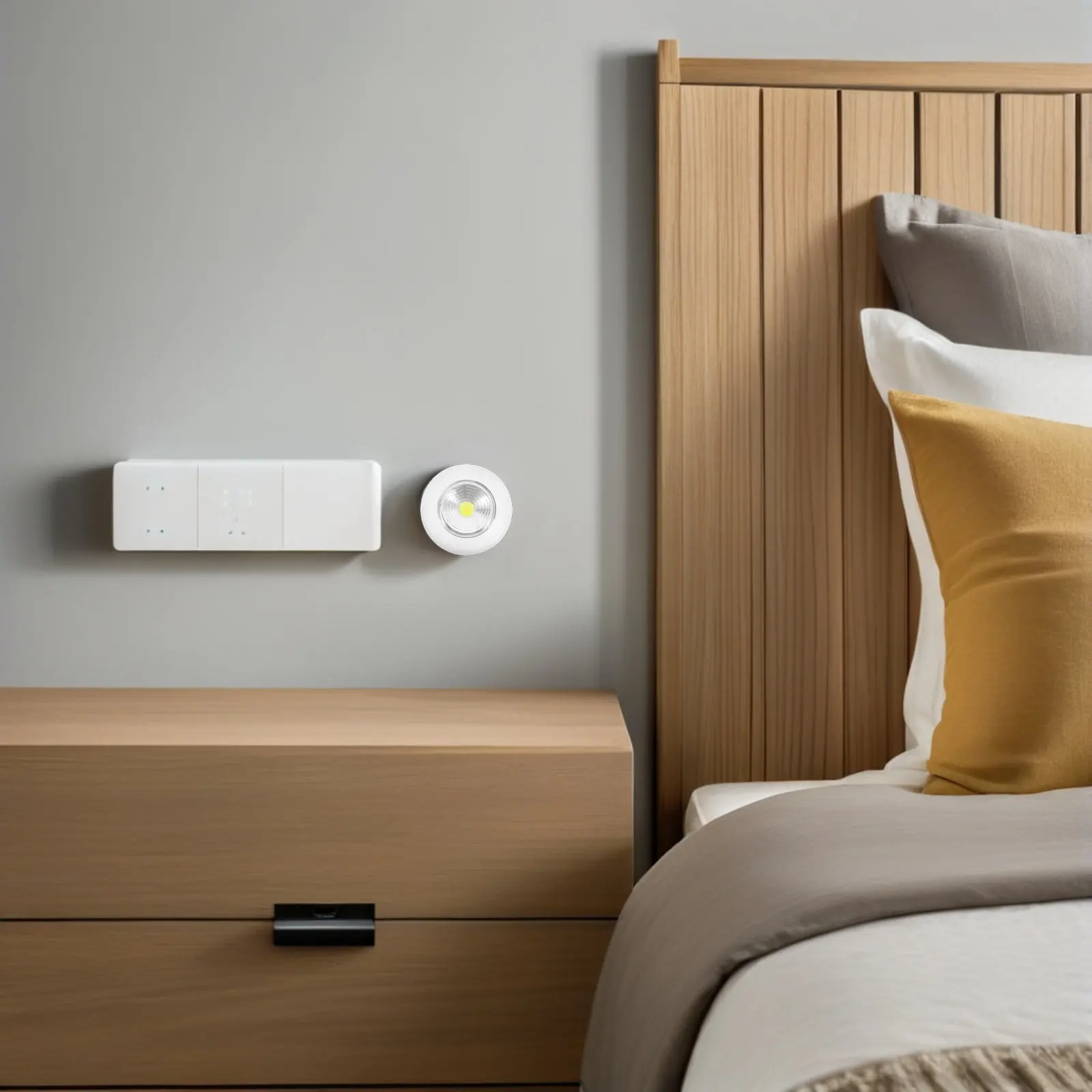 

2Pcs LED Touch Night Light Set 4 Bright White Illumination Lights Stick Anywhere Wood Metal Glass Easy Install No Wires Shelf