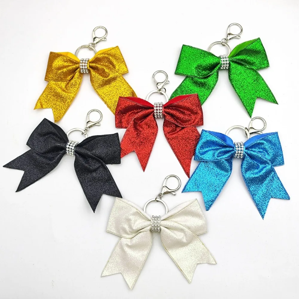 

New Versatile Knot with Elastic Band Solid Color Gold Onion Keyring Hair Loop Sparkling Keychain Diamond Tailcoat Bow