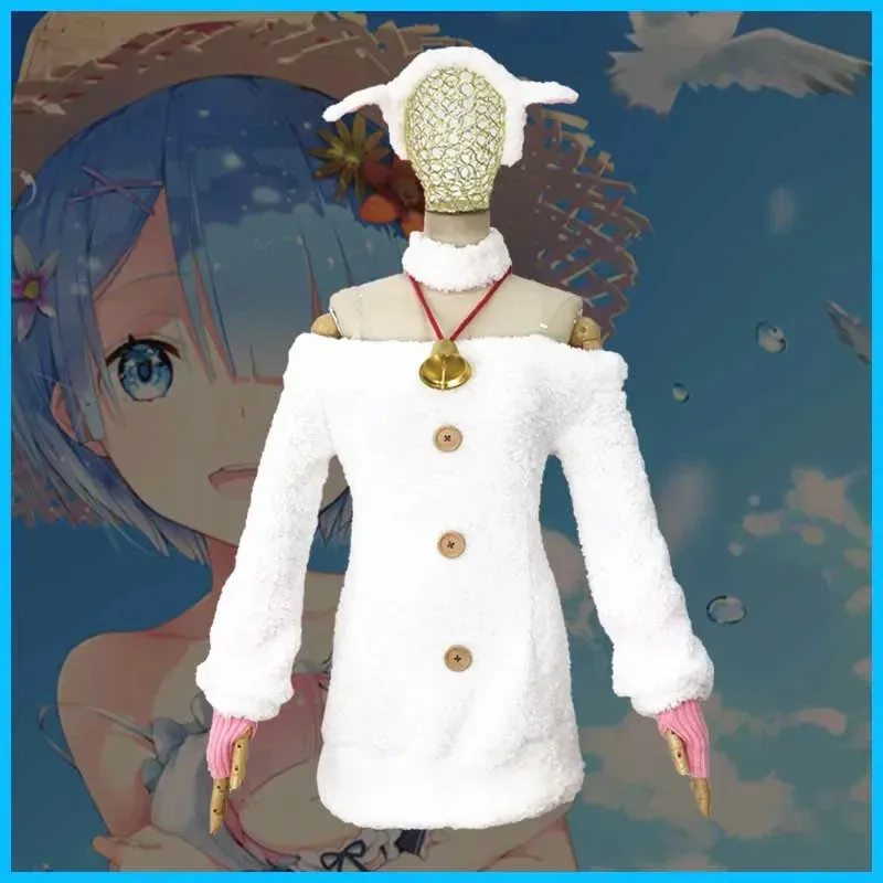 

Re: Zero kara hajimeru Isekai Seikatsu Rem Костюм для косплея, милый наряд белой овцы, женские костюмы для вечеринки на Хэллоуин и парик; 8 s, 6