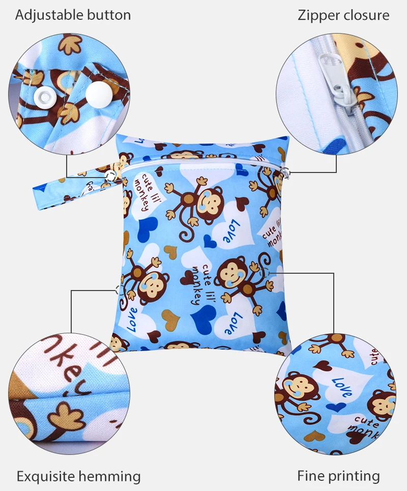 إعادة تدوير صديقة للبيئة قابلة للغسل من بورورو، حقيبة حمل مقاومة للماء، حقيبة مبللة لتخزين الحفاضات القماشية، تخزين الغابات المطيرة في الهواء الطلق