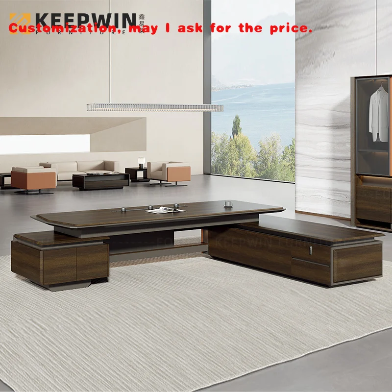 

custom.Classic L Shaped Large Office Desk Luxury CEO Big Room Executive Table With Storage Drawers Wooden Desk