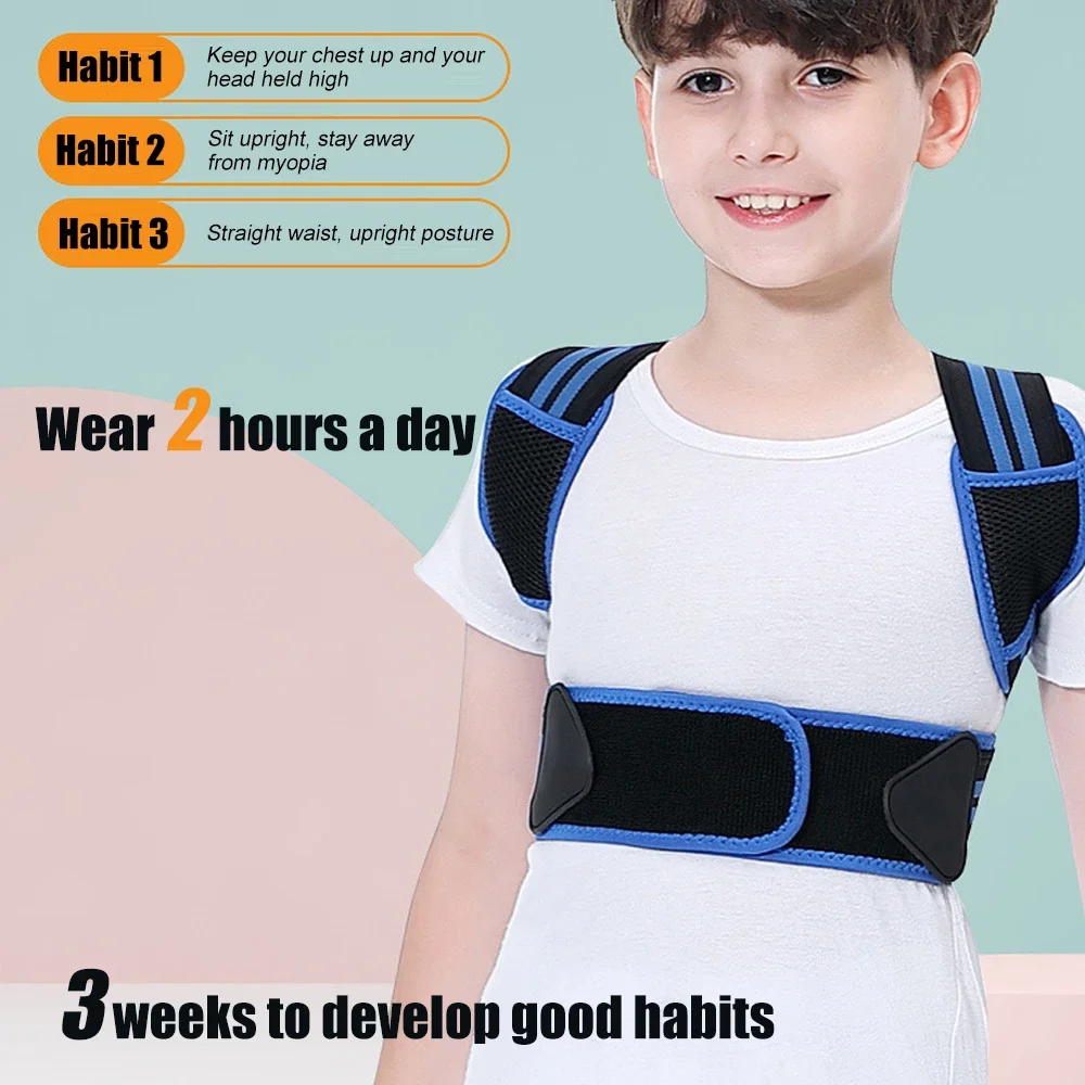 1PC Back Posture Corrector for Kids and Teens, Adjustable Wide Upper Back Straightener Brace for Posture Correction,Thoracic