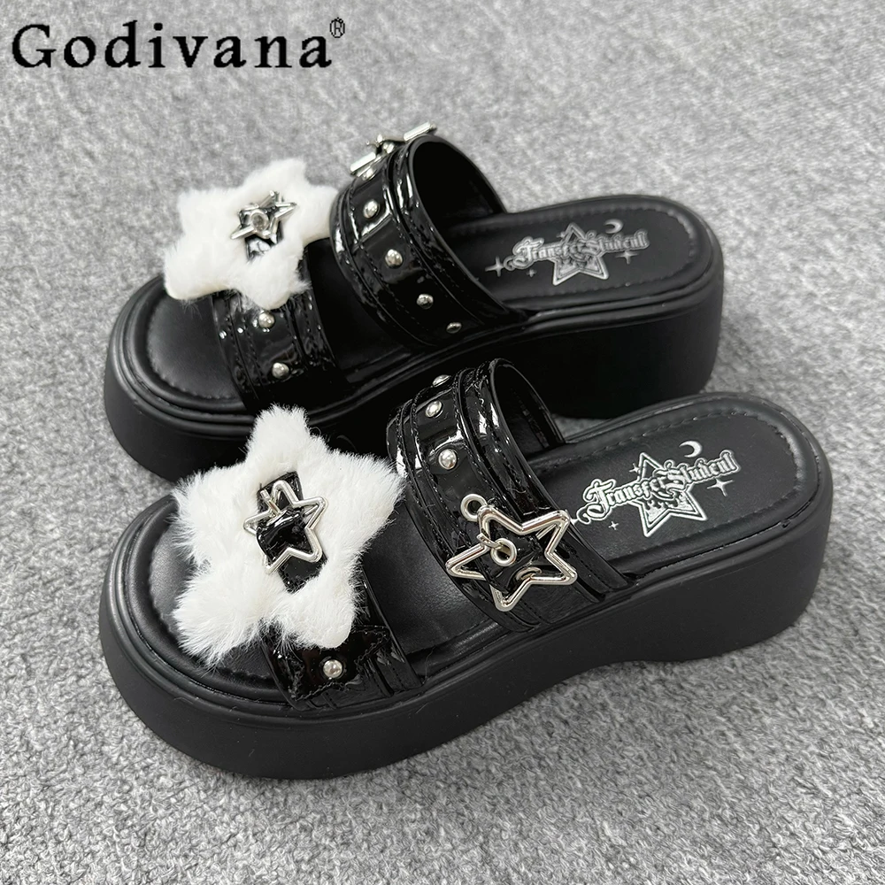 

2025 Summer New Japanese Original Y2K Subculture Lolita Platform Slippers Thick Sole Sweet Cool Girl Hot Girl Versatile Sandals