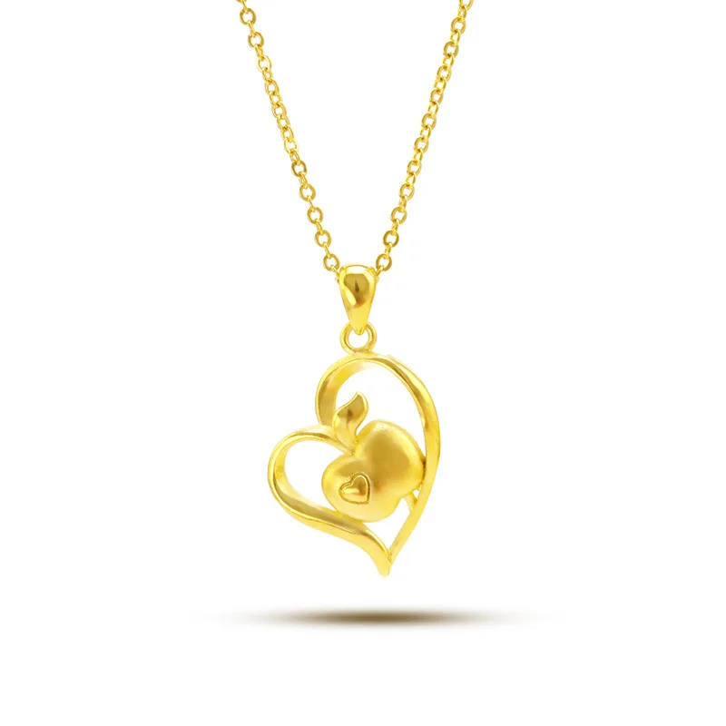 9999 collana d\'amore da donna in oro giallo 24 carati in oro reale collana di mele da donna