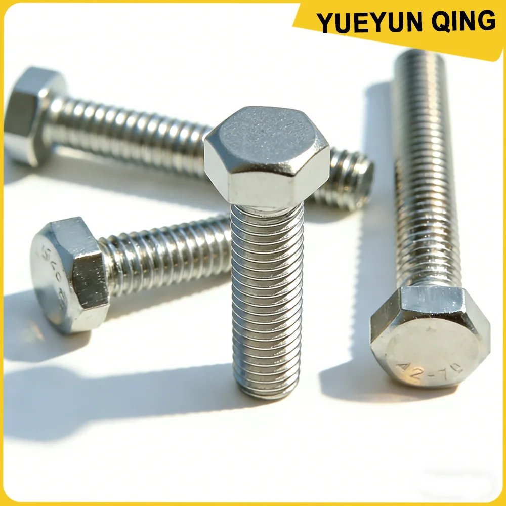 304 Stainless Steel Hex Head Screws M3M4M5M6M8 DIN933 Metric Full Thread External Hex Screw Bolt for Automotive Machinery Repair
