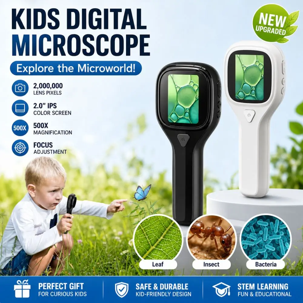 Portable IPS USB Digital Microscope 1080P HD Autofocus Handheld Digital Magnifier LED 500X2MP Kids Microscope Electronics Repair