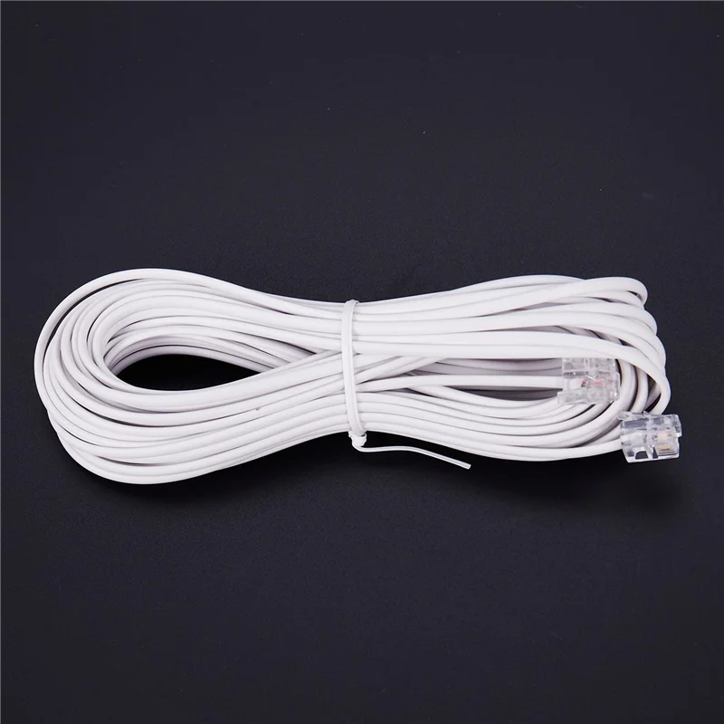 【NEW】4Pcs 10M RJ11 Telephone Connector Extension Cable White