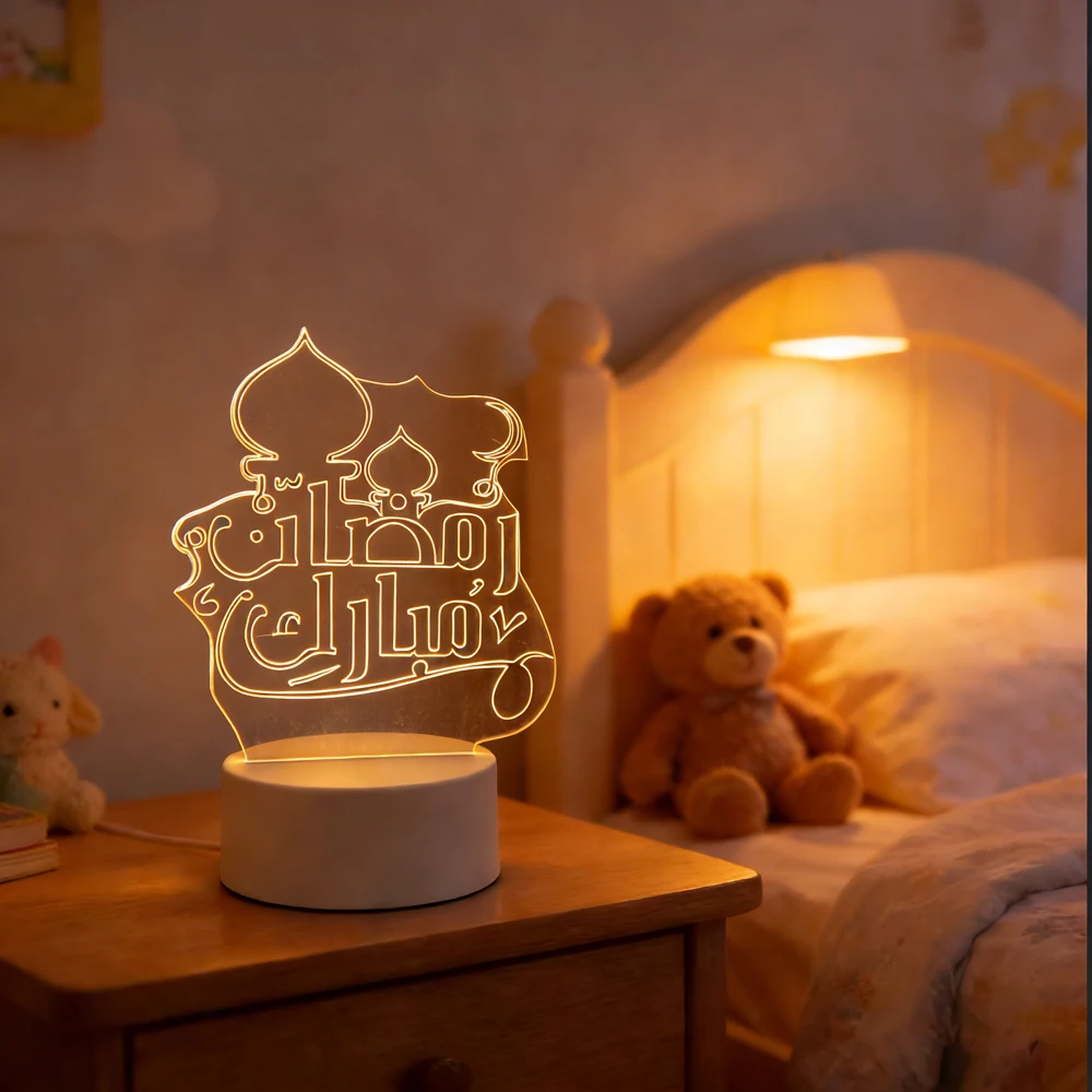

USB 3D акриловый светодиодный ночник EID Mubarak, настольное украшение, товары для исламских мусульманских праздников, декор для дома и комнаты на Рамадан 20226