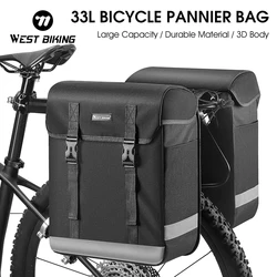 WEST BIKING Bicycle Bag Waterproof 33L Mountain Road Travel Cycling Bag Bicycle Rear Rack Tail Seat Pannier Pack Luggage Carrier