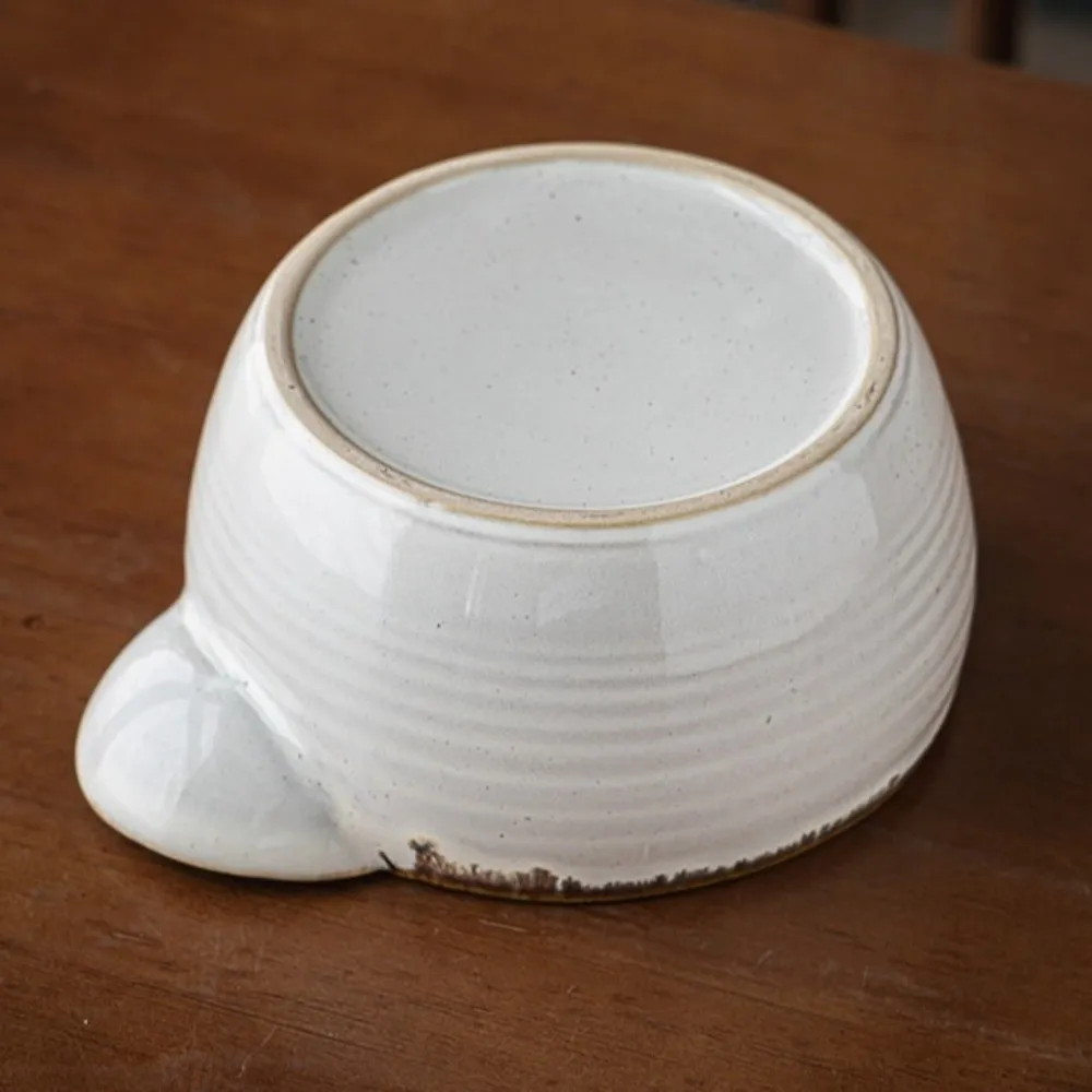 Japanese Style Single Ear Dipping Bowl Ceramic Creative Divided Snack Bowl Vintage Compartment French Fries Bowl Party Serving