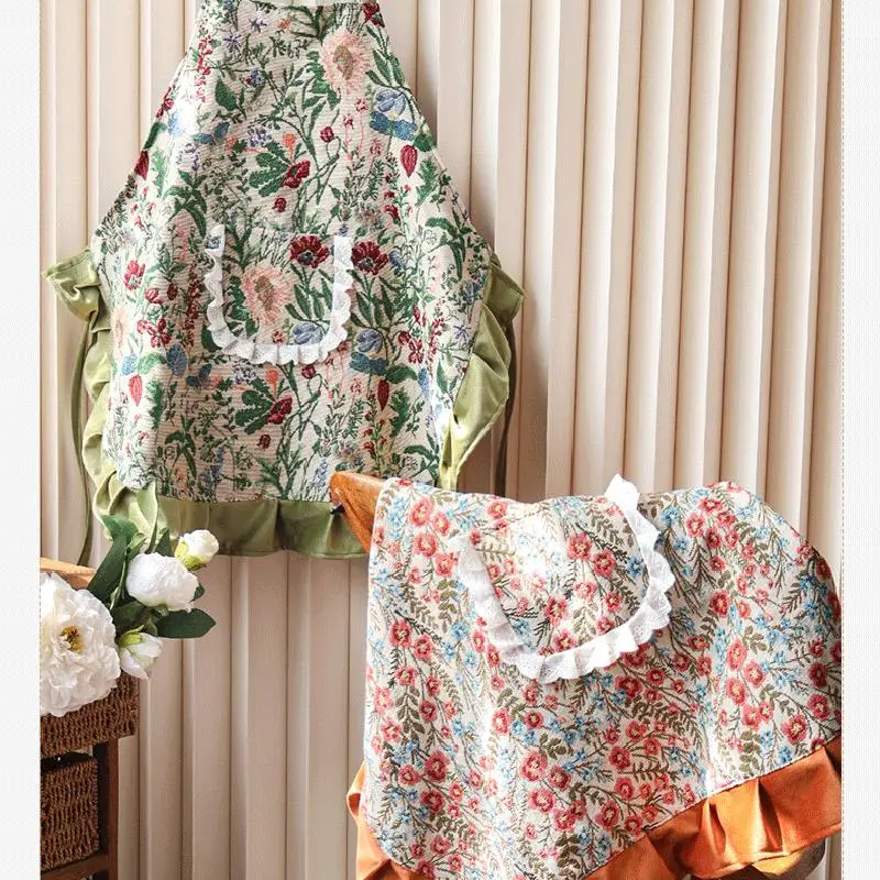 

Pastoral Style Cooking Kitchen Apron With Pockets Garden Florist Shop Apron Cooking Baking Kitchen Pinafore