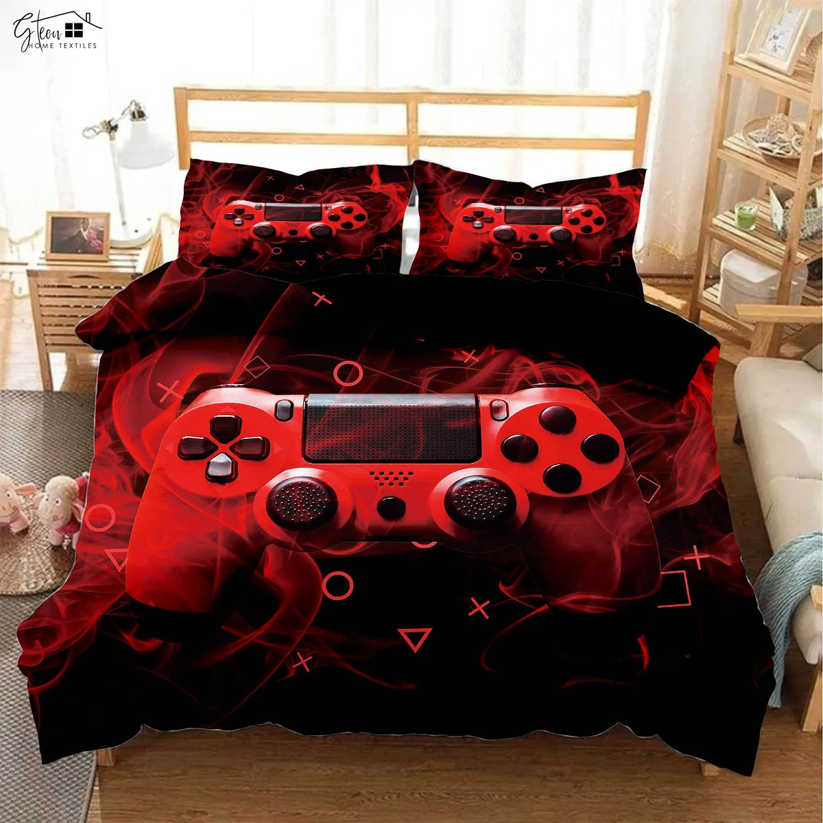 

Fireworks Watercolor Game Controller 3D Stereo Printing Quilt Cover Duvet Cover Bedding Set Quilt Cover Pillowcase 3 Pieces