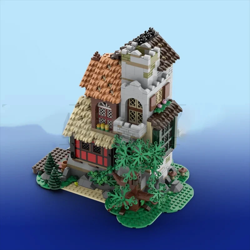 1602PCS MOC 중세 도시 광장 요새 섬 건물 모델 DIY 조립 빌딩 블록 장난감 어린이 생일 선물