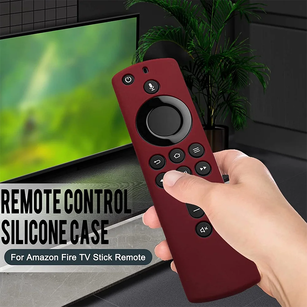 2-in-1 Silicone Protective Cover Anti-Slip Shock Absorption for AirTag Fire TV Stick 4K Remote Control,Red