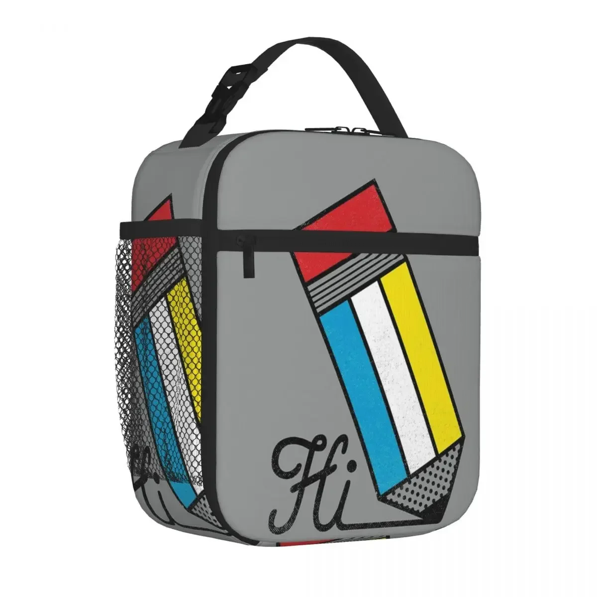 Mondrian Greeting 2 Lunch Tote Picnic Kids Lunch Bag Thermal Fridge Bag