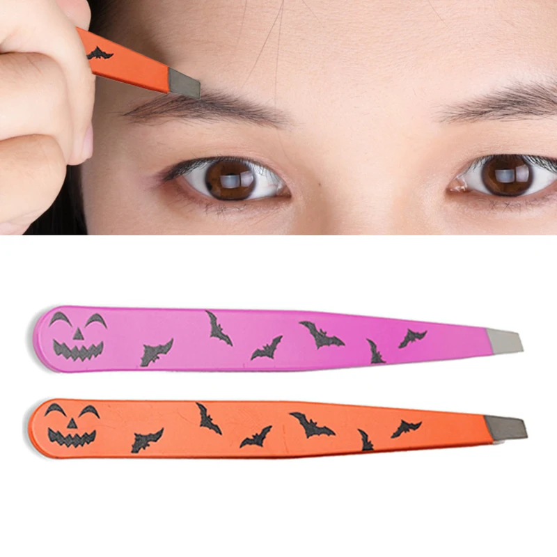 Halloween Augenbraue Pinzette Edelstahl Schräg Spitze Trimmer Professionelle Bart Wimpern Stirn Gesicht Haar Entfernung Make-Up-Tool