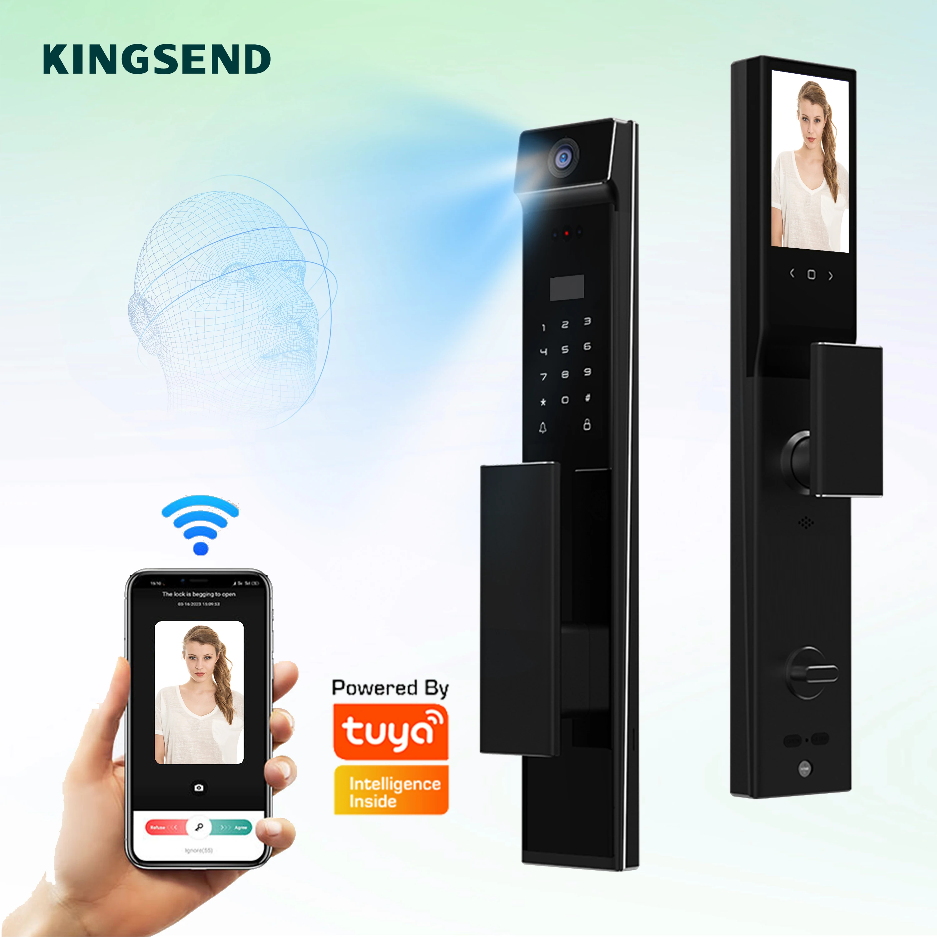 

3D распознавание лиц, ладонь, отпечаток пальца, цифровой интеллектуальный умный замок, приложение Tuya, пароль с дистанционным управлением, электронный дверной замок