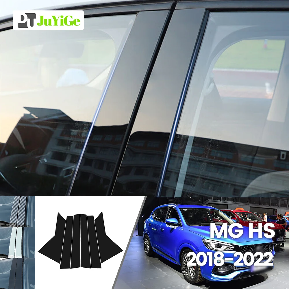 

For MG HS 2018-2022 2019 2020 2021 Bright Black Carbon Fibre Window Door B C Sticker