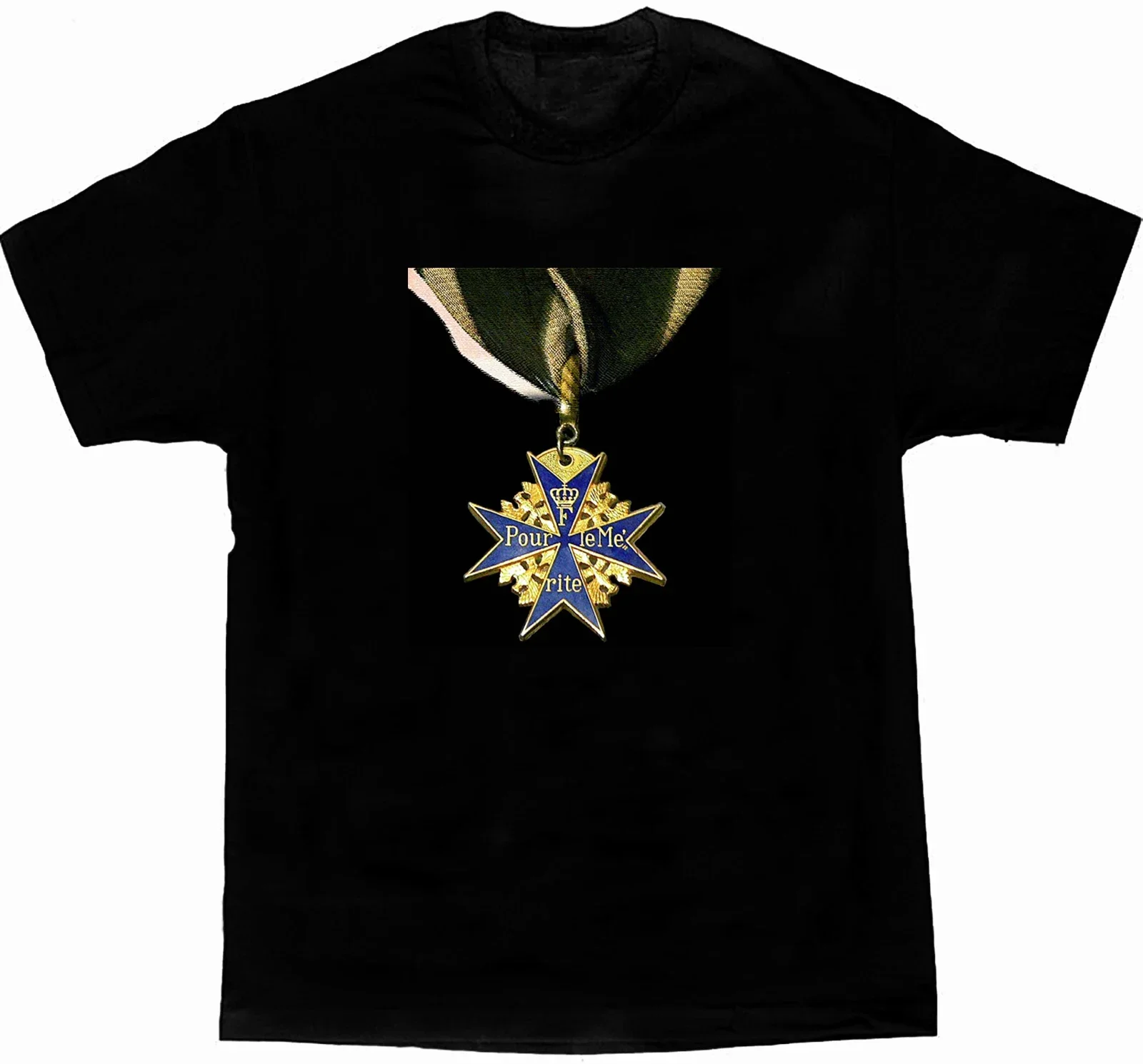Pour le Merite WWI allemagne bleu Max médaille T-Shirt 100% coton col rond été à manches courtes décontracté hommes T-shirt taille S-3XL