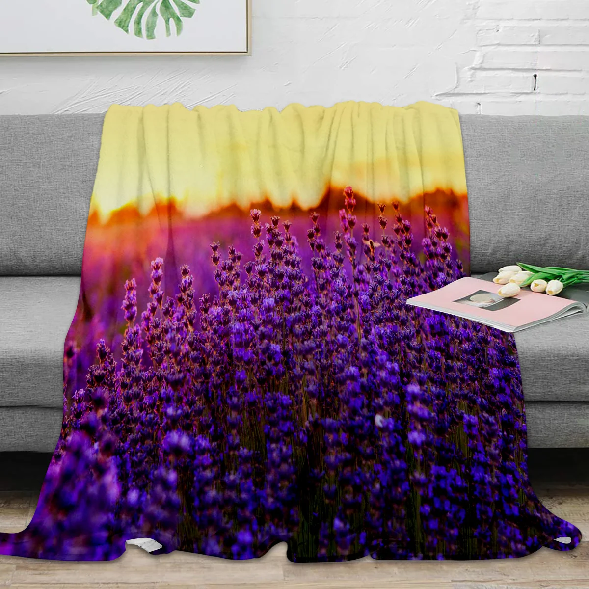 

Plant Purple Lavender Flowers Flower Field Sunset Throw Blanket Portable Warm Blanket Blankets For Beds Home Decor Sofa Blanket