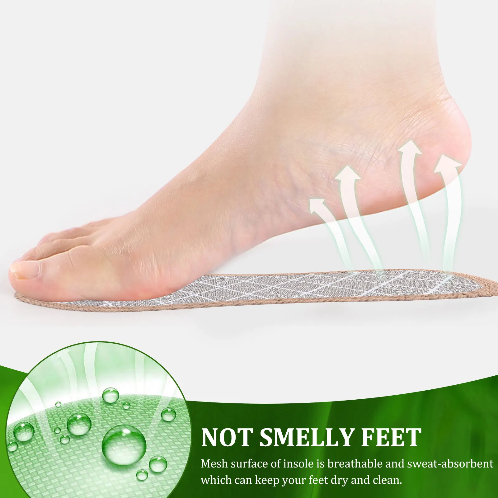 

3 Pairs Deodorizing Insole Shoe Pads Mens Inserts Thicken Foot Insoles for Heel Shoes Massage Breathable