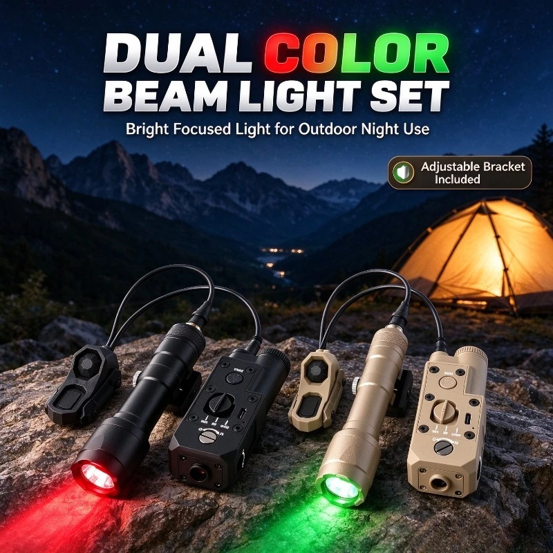 Dual Color Green Red Beam Light Set & Remote Switch, Sharp Concentrated Beam Adjustable Mount, Outdoor Night Camping Accessory