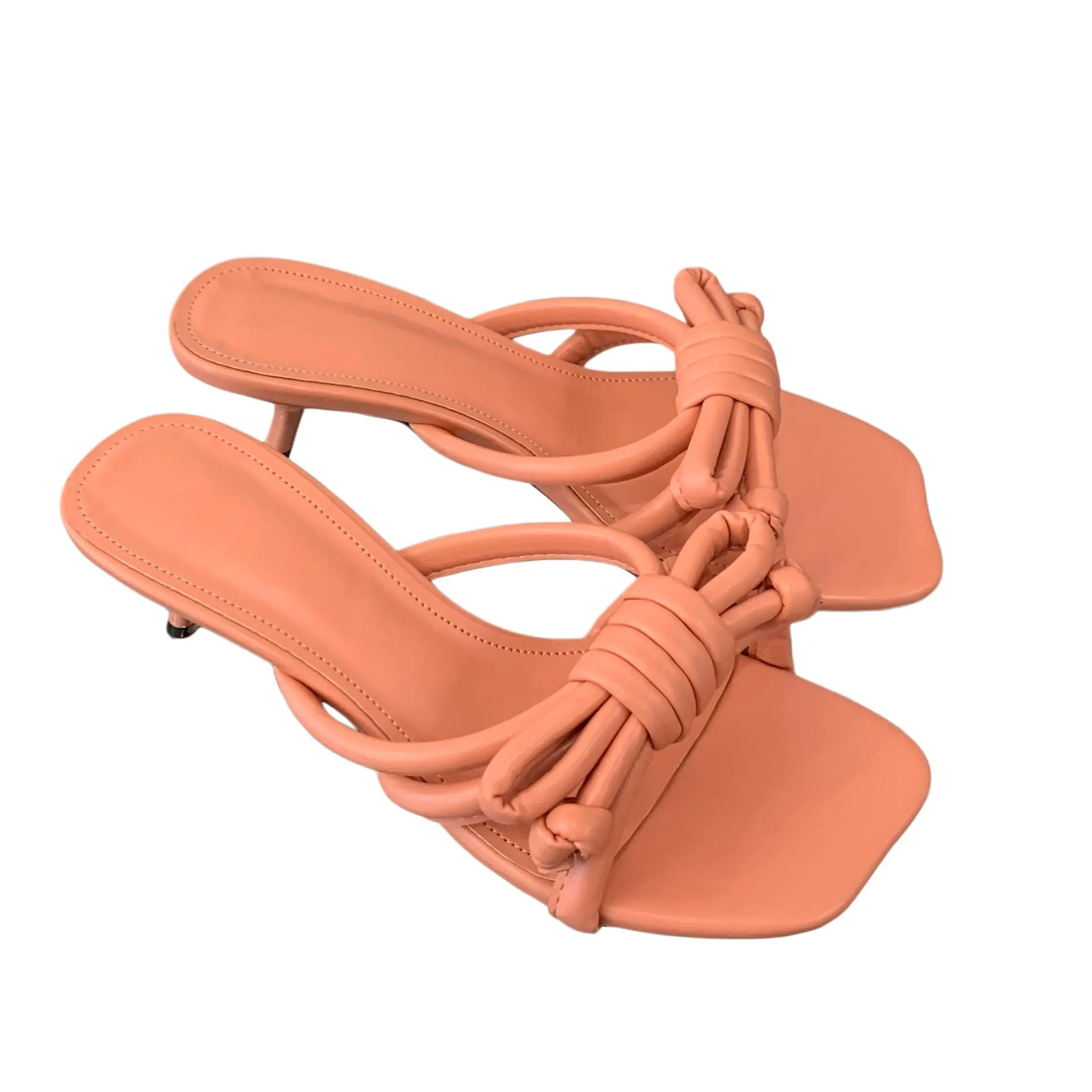

Black Slippers Low Heels Sandals Summer Bow Narrowband 2026 Sandals Woman 4cm Brown Heels Ladies Shoes