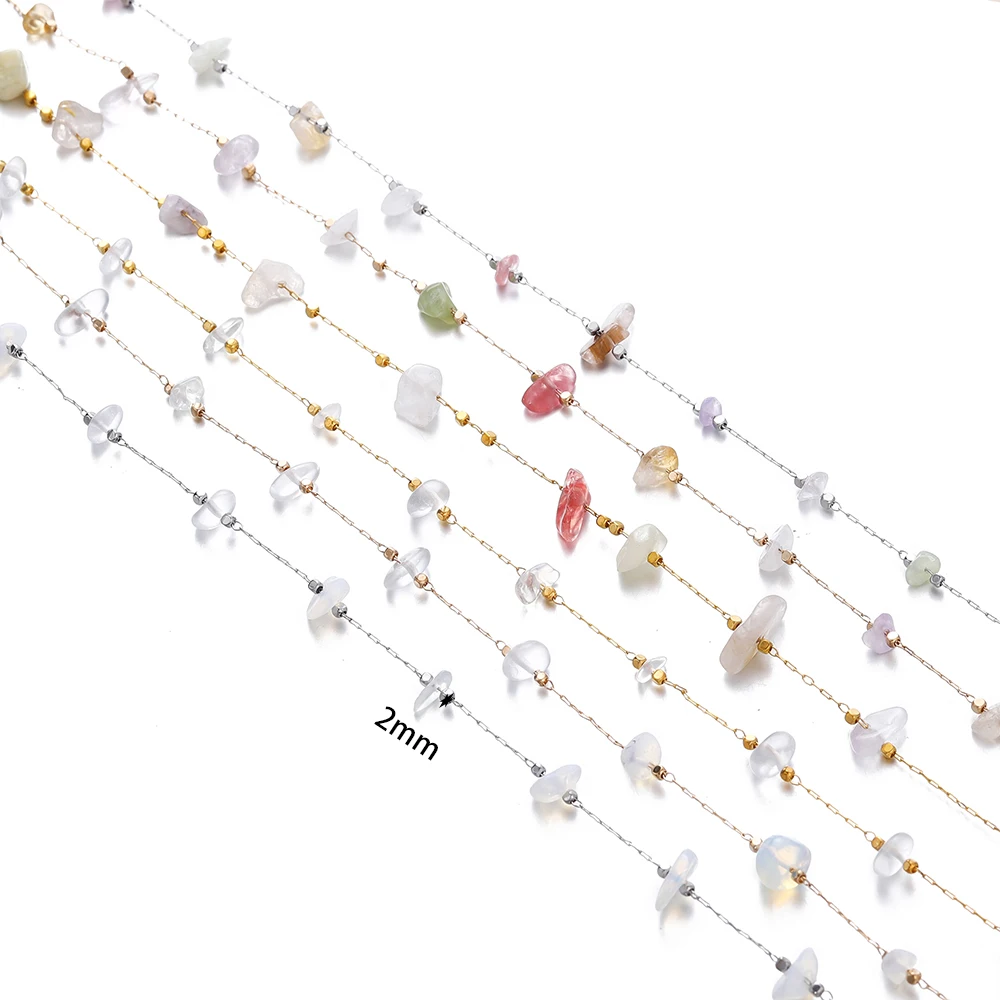 1 метр/рулон, цепочка из камня, кристалл, неправильной формы, кристалл из циркония, каменные бусины, цепочки, ожерелье, браслет, компоненты для изготовления ювелирных изделий своими руками