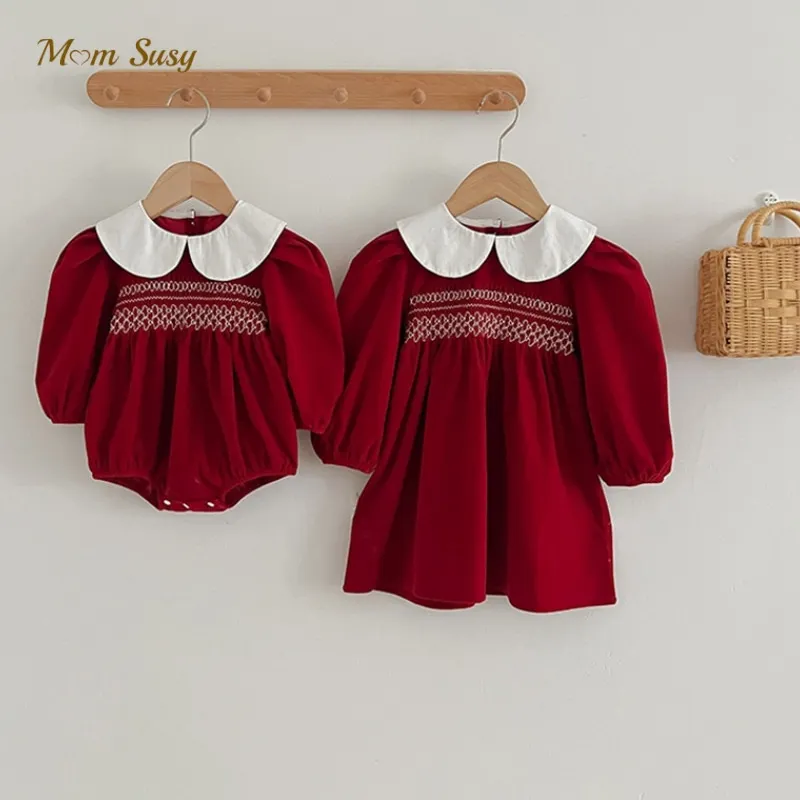 

Newborn Baby Girl Princess Christmas Cotton Embroidery Dress Romper Infant Toddler Child Vestido Party Xmas Baby Clothes 0-7Y