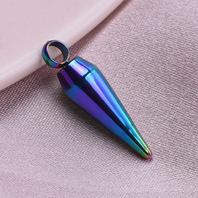 6pcs/Lot Cute Three Layered Heart Pointed Cone Cross Charms For Jewelry Making Supplies Rainbow Color Stainless Steel Pendants