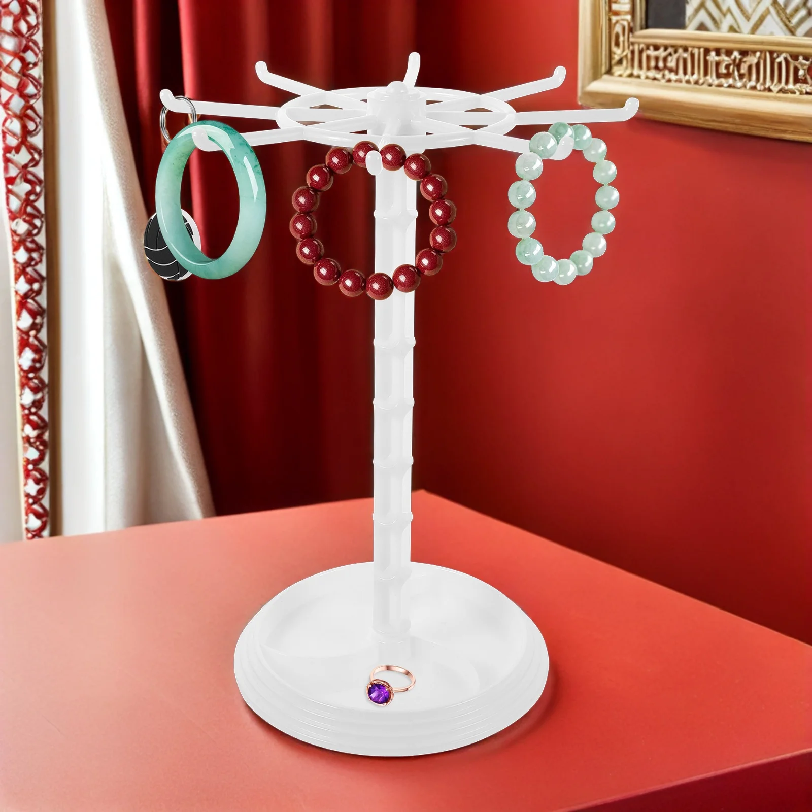 

Rotatable Jewelry Storage Rack 360° Rotating Display Stand For Earrings Bracelets Keys Headbands Tabletop Organizer Holder