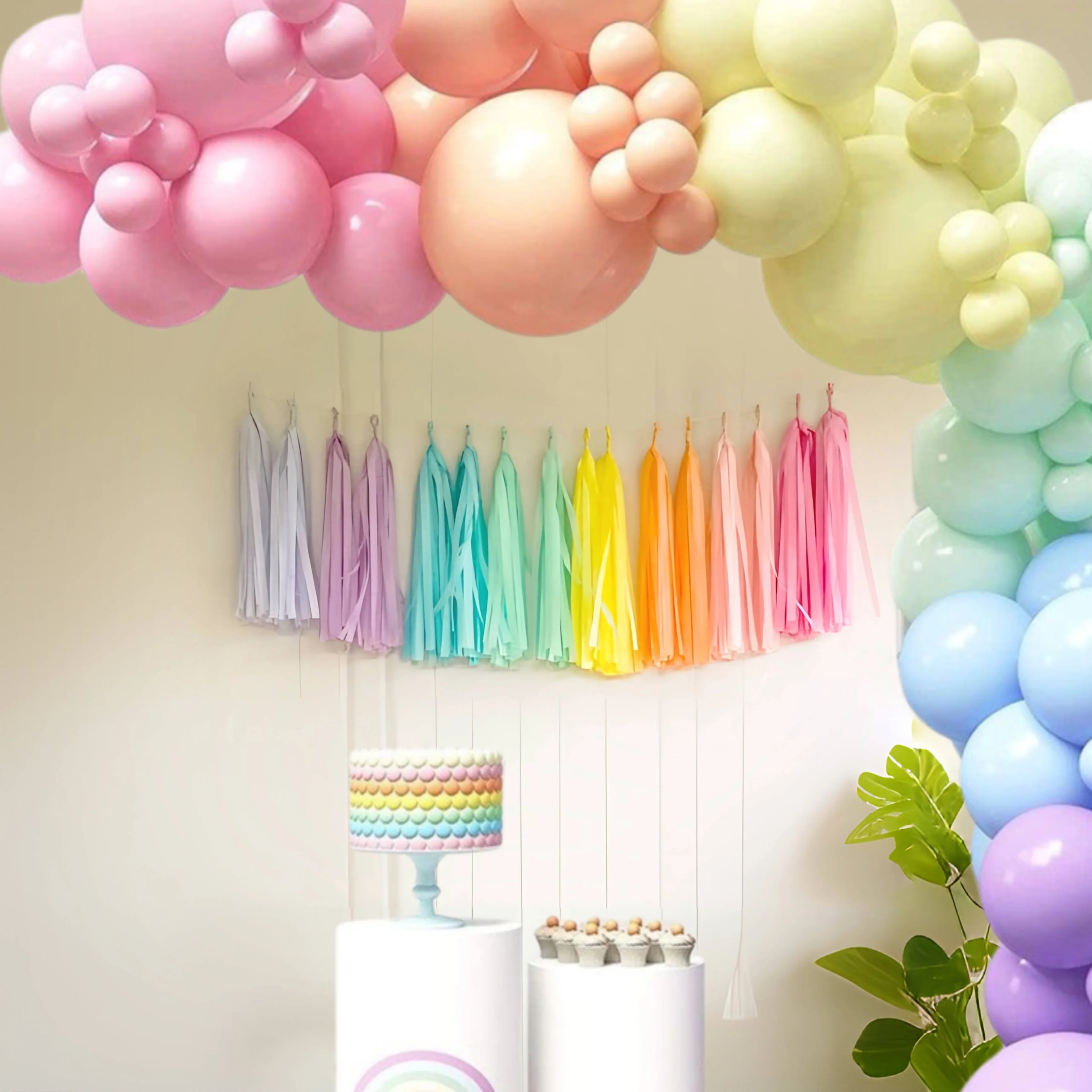 8color 40 pcs Assembled Versatile And Reusable Tissue Paper Tassels Garland  Event Celebration Decor Easter Gift