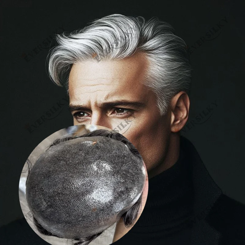 

1B50 1B80 1B20 Белый Серебристый Серый Черный Супер Прочный Тонкая Кожа Пу Натуральная Линия Волос Человеческие Волосы Парик для Мужчин Капиллярные Протезы