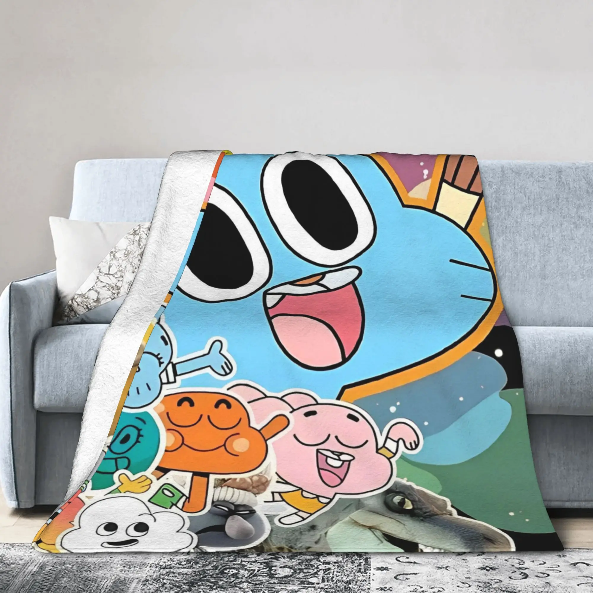Cartoon Game Gumballs Blanket Coral Fleece Plush Decoration  Portable Super Warm Throw Blanket for Bed Office Plush Thin Quilt