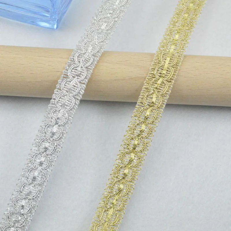 5m/16.4ft each pack Clothing Accessories lace trims Gold Silver Curve Sewing Fabric Dress HandMade DIY crafts ribbons decoration